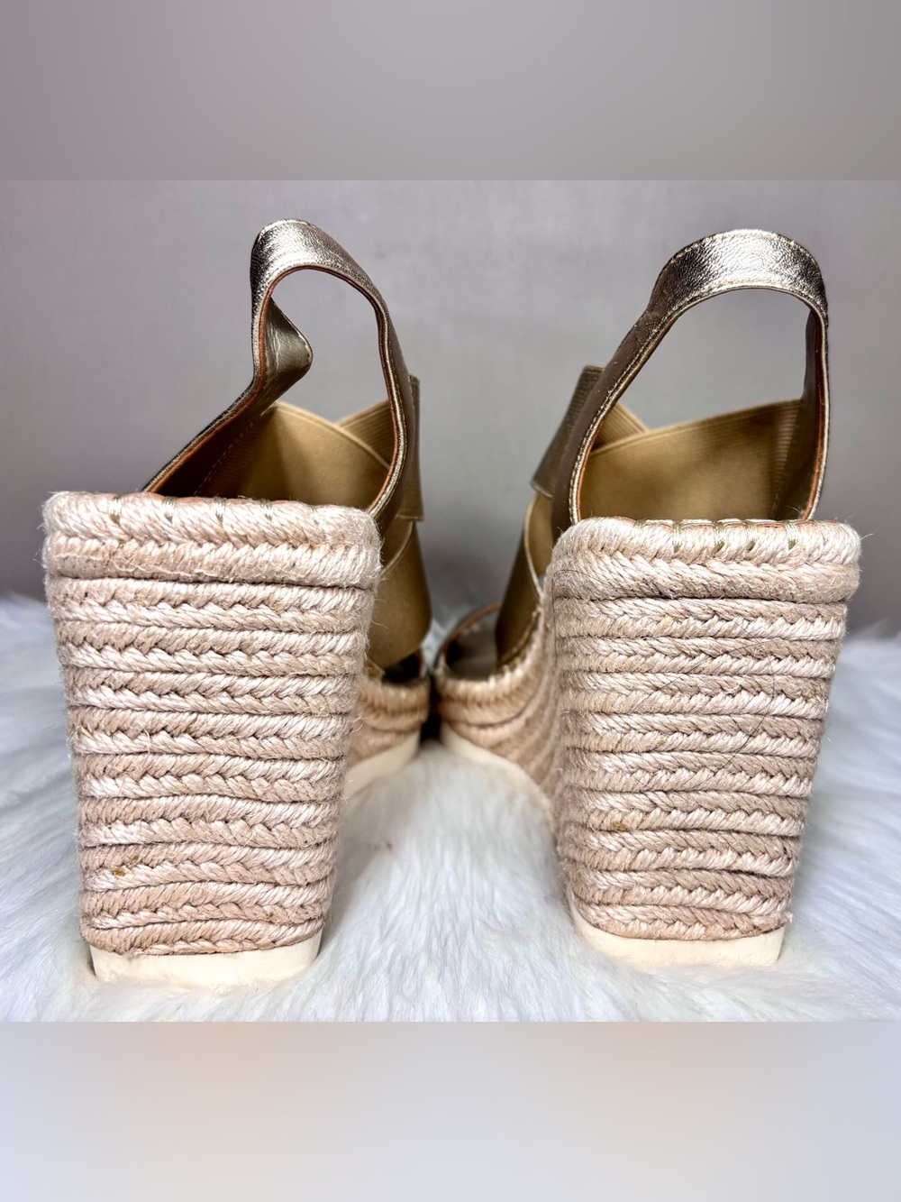 VINCE CAMUTO Metallic Gold Espadrille Platform Slingback Sandals - Picture 4 of 8